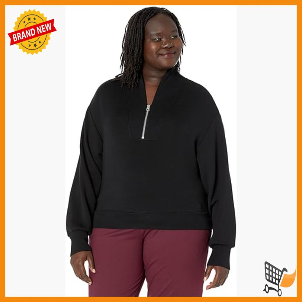 Lightweight Cropped Pullover Sweatshirt With Half… - image 1